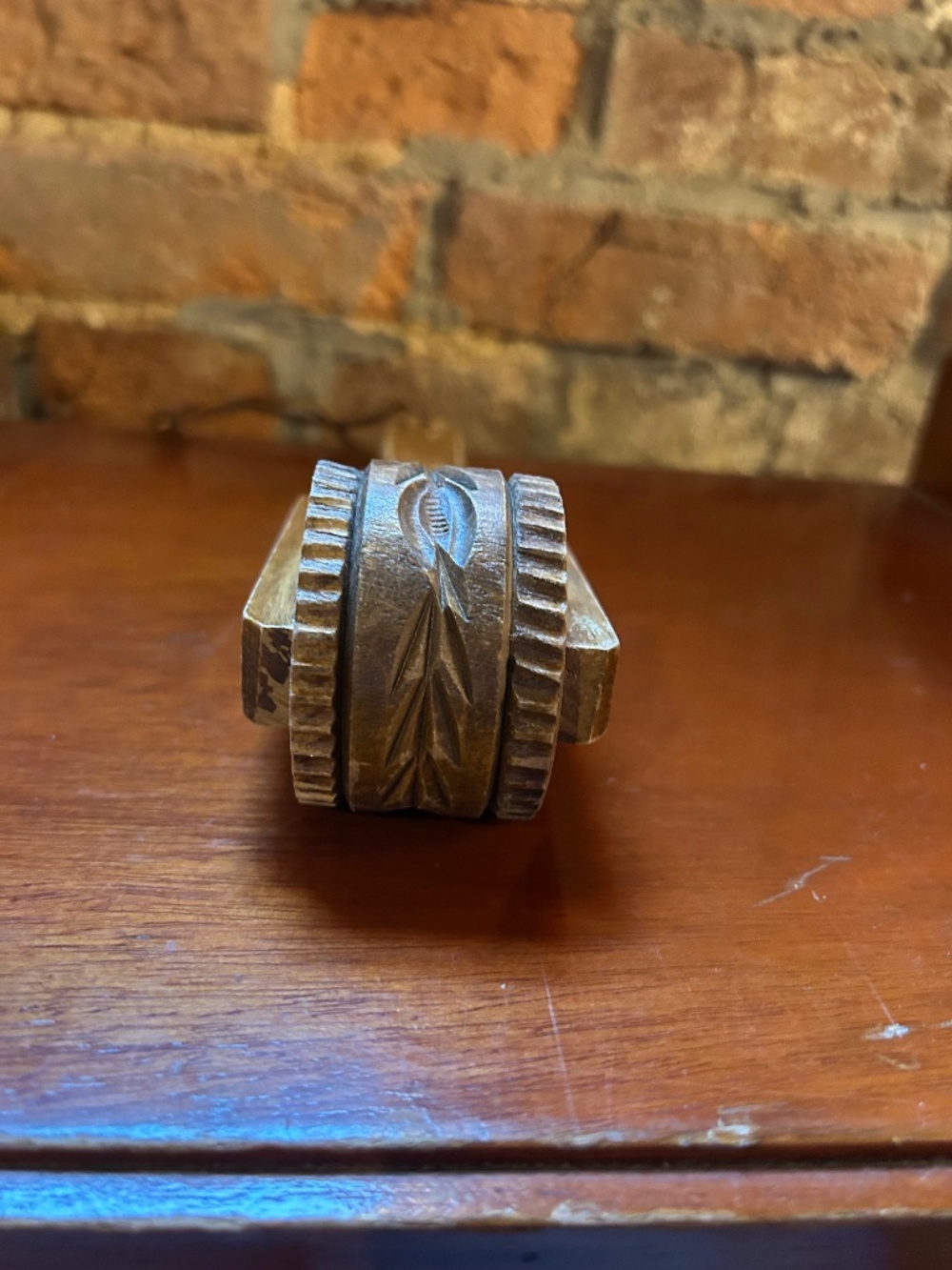 Vintage wooden tulip rolling cookie mold press